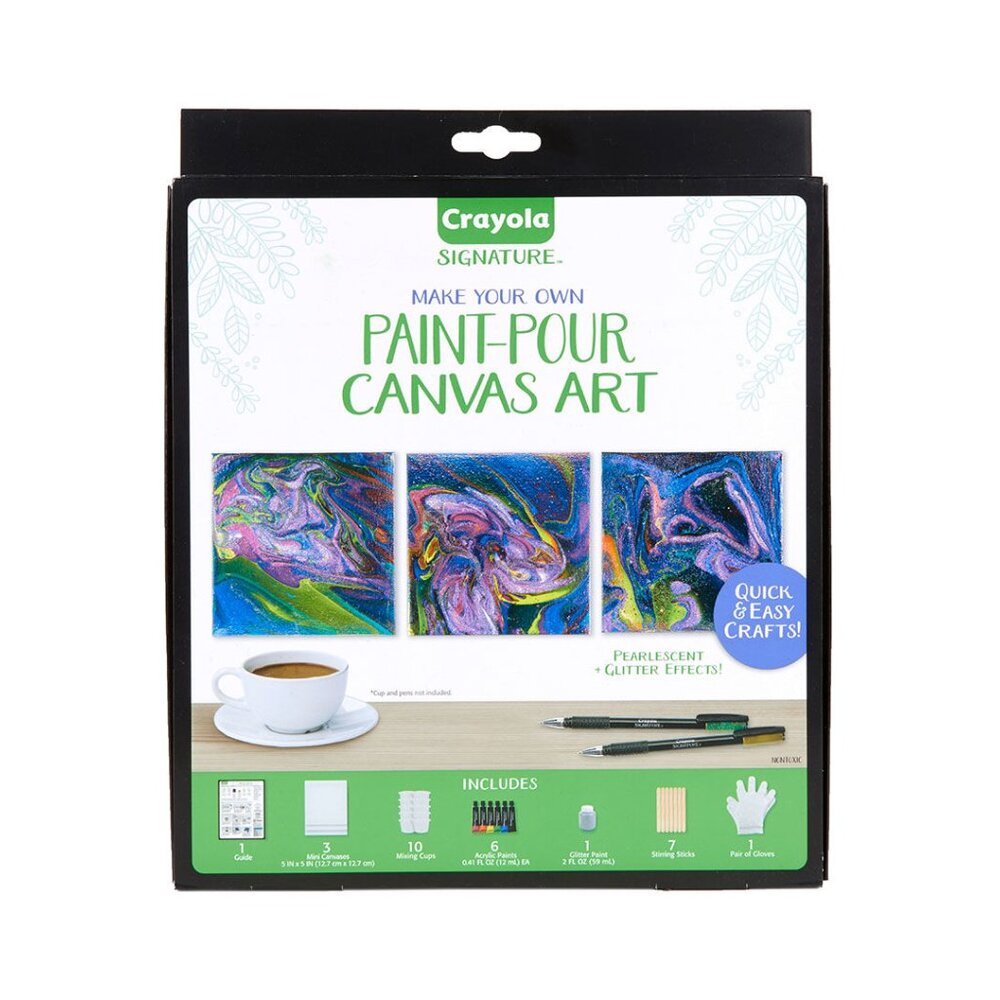 Crayola Signature Paint & Pour Canvas Quick & Easy Crafts Art Kit BRAND NEW